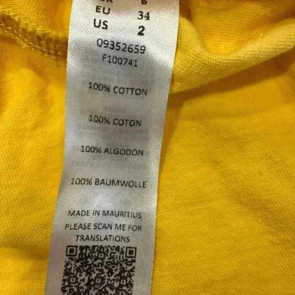 ASOS cotton cap sleeve top. Deep V front & back Yellow size 2 - Picture 7 of 7